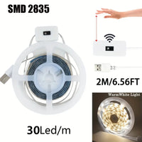Smart USB LED Strip Lights with Hand Scan Sensor - Dimmable Under Cabinet Lighting