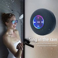 Waterproof Bluetooth Speaker with LED Light - Portable Wireless Outdoor Shower Speaker