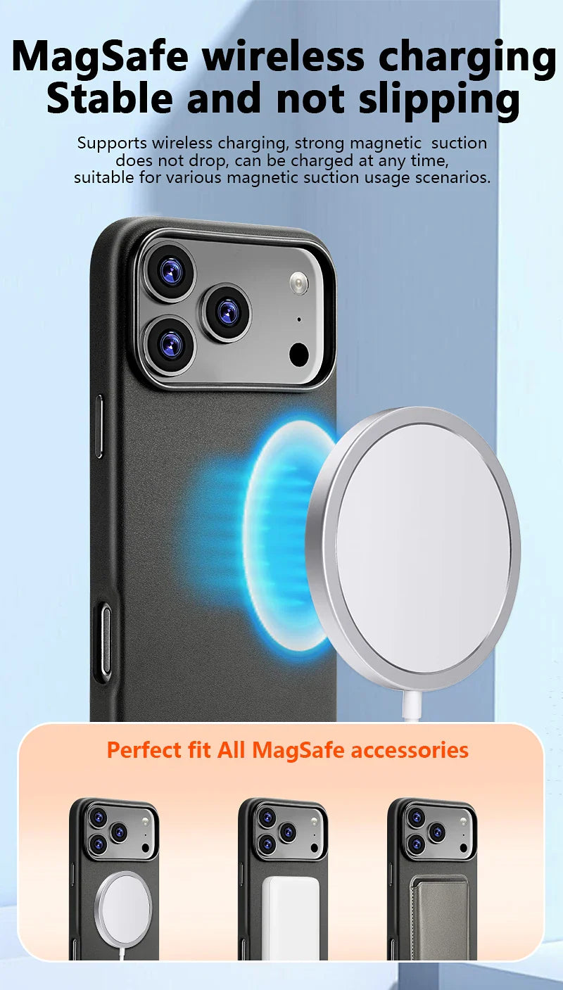 Premium MagSafe Leather Case for iPhone 17/16/15/14 Pro Max - Genuine Leather Magnetic Cover