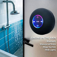 Waterproof Bluetooth Speaker with LED Light - Portable Wireless Outdoor Shower Speaker