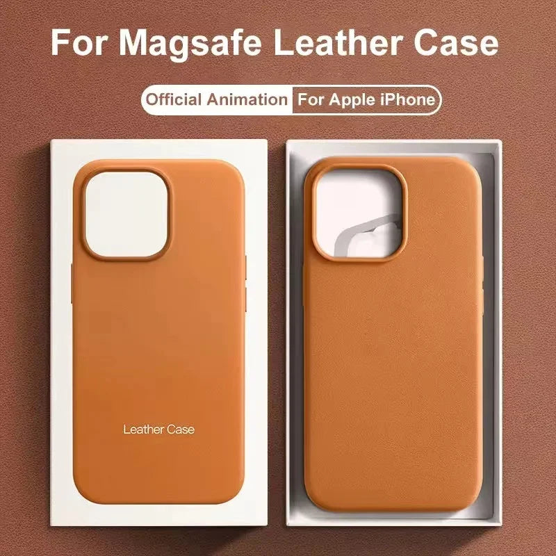 Premium MagSafe Leather Case for iPhone 17/16/15/14 Pro Max - Genuine Leather Magnetic Cover