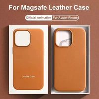 Premium MagSafe Leather Case for iPhone 17/16/15/14 Pro Max - Genuine Leather Magnetic Cover