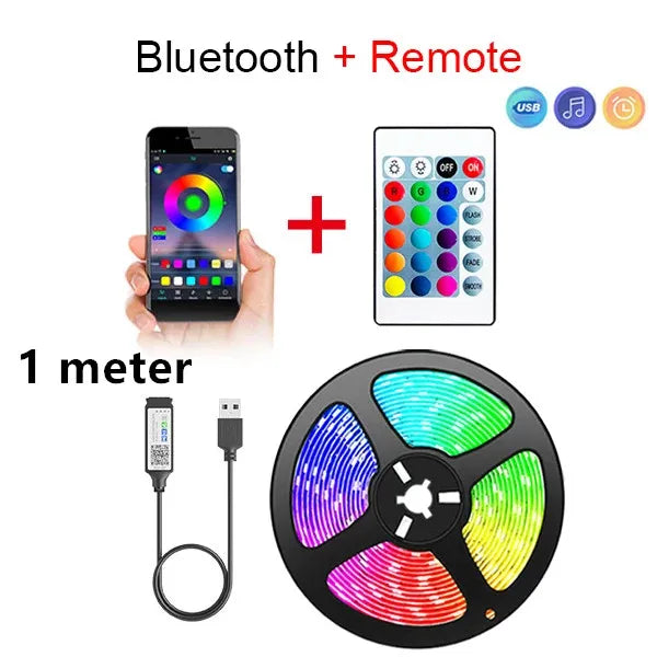 Bluetooth RGB LED Strip Lights - Smart App Control Music Sync Room Decor