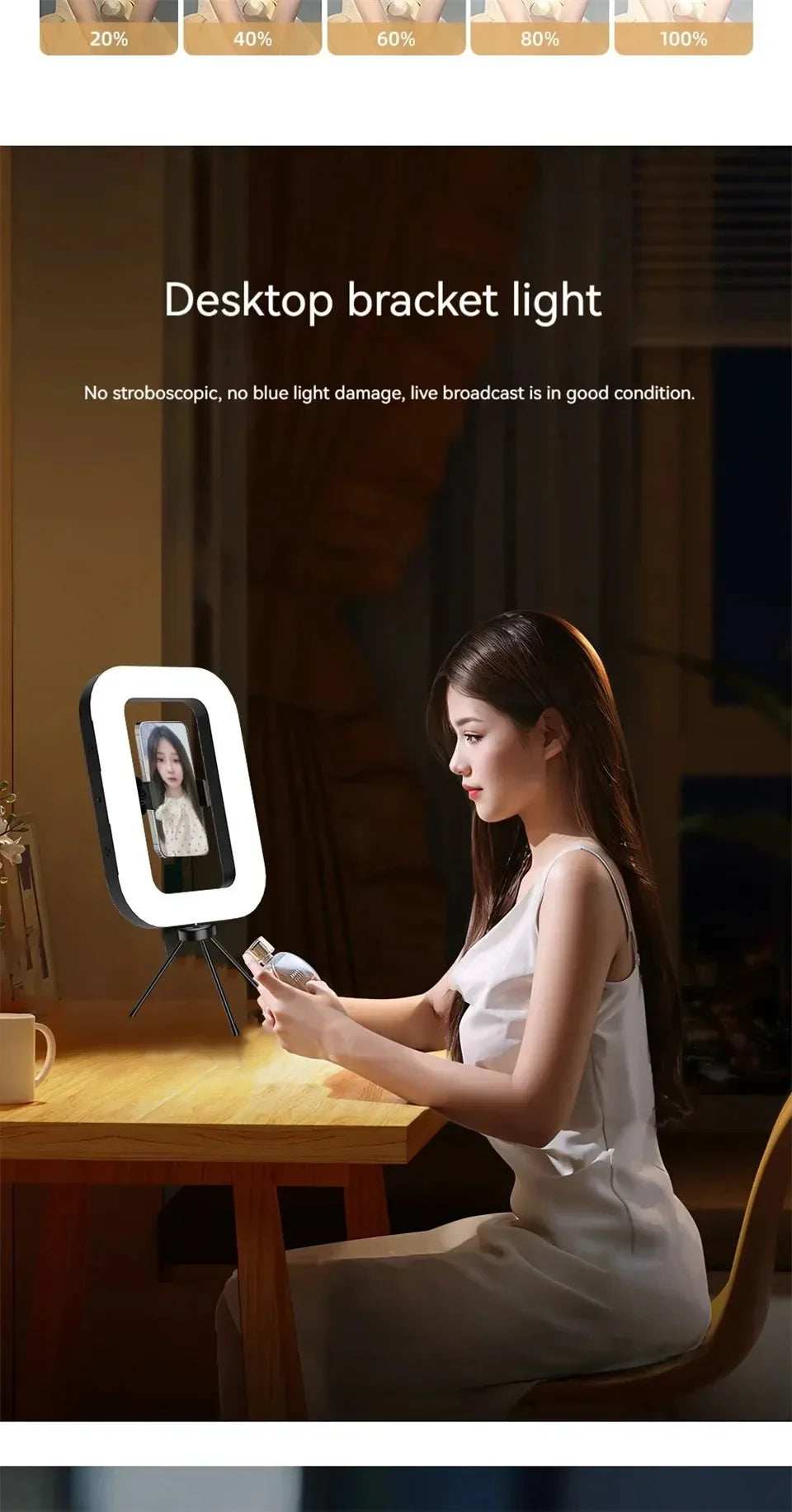 Ring Light Rechargeable For Phone Live Streaming And Selfies