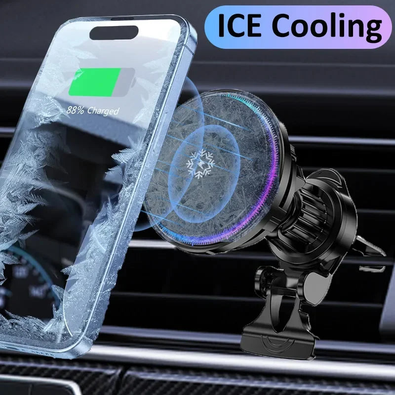 30W Ice Cooling Magnetic Wireless Car Charger - MagSafe Fast Charging Phone Mount