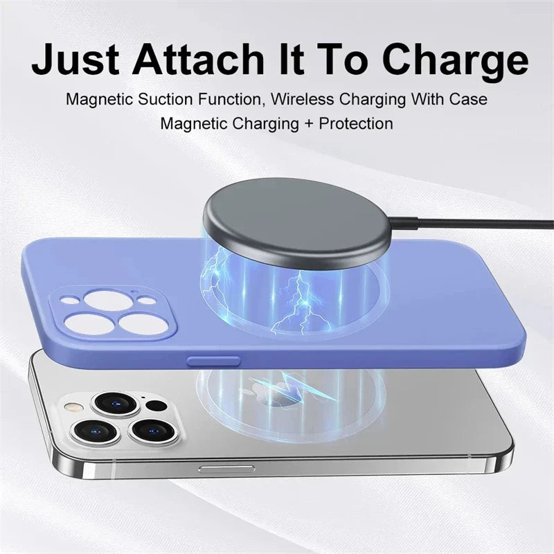 MagSafe Liquid Silicone Case for iPhone 15/14/13/12 Pro Max - Magnetic Slim Protective Cover
