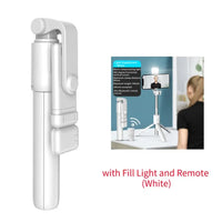 4 in 1 Wireless Selfie With Fill Light Stick Tripod Bluetooth Shutter selfie Light foldable Selfie stick for all Phone Extendable With charging Cable Detachable Bluetooth Shutter
