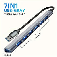 USB C Hub USB Splitter 8 in 1 USB Extender with 4 USB Port 1 USBC Port TF/SD Card Reader Audio Output Compatible for MacBook
